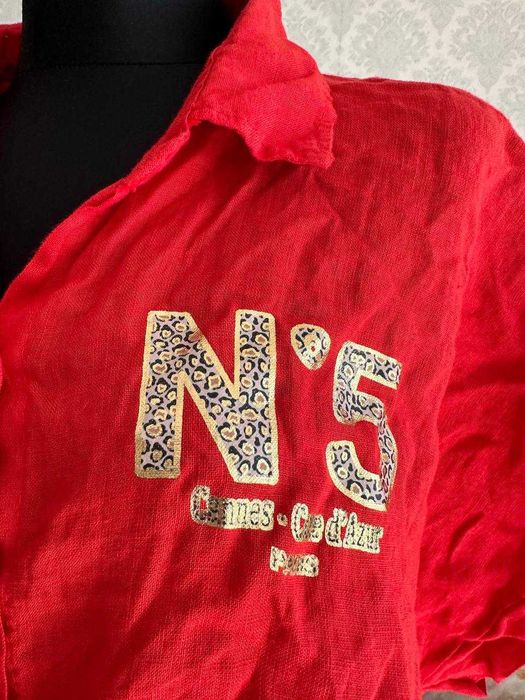 koszula len lniana napis napisem brokatowa oversize nietoperz vintage