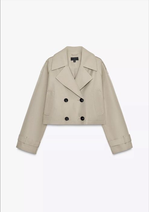 ZARA, krótki dwurzędowy trencz