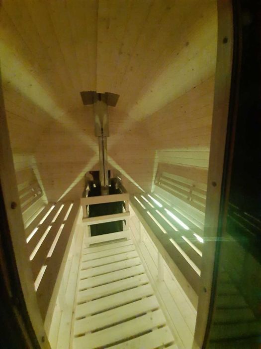 Sauna ogrodowa beczka kompletna z piecem i akcesoriami