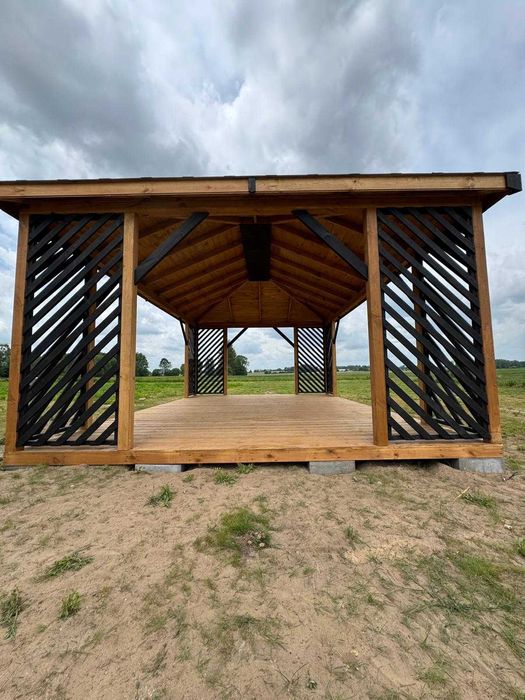 Altana altanka ogrodowa drewniana ,,Uppsala"430x430cm Nowoczesny ogród