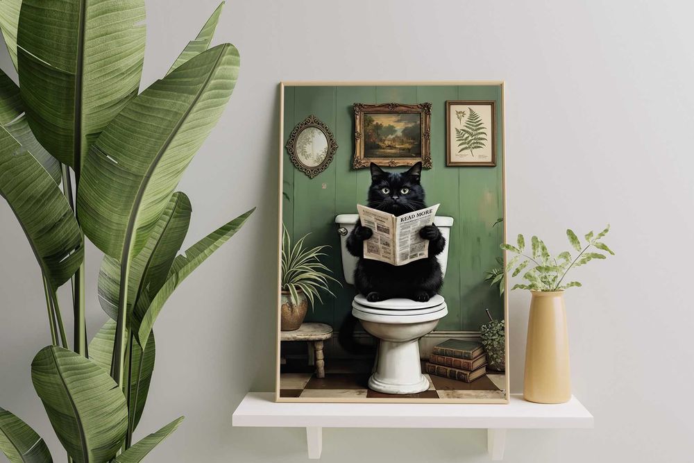 Kot w łazience vol 1 PLAKAT A3 Vintage, Cat - Trzeci plakat GRATIS