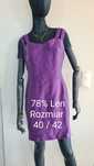 Sukienka 78% Len Lniana. Fioletowa. Lekka. Rozmiar 40 L / 42 XL