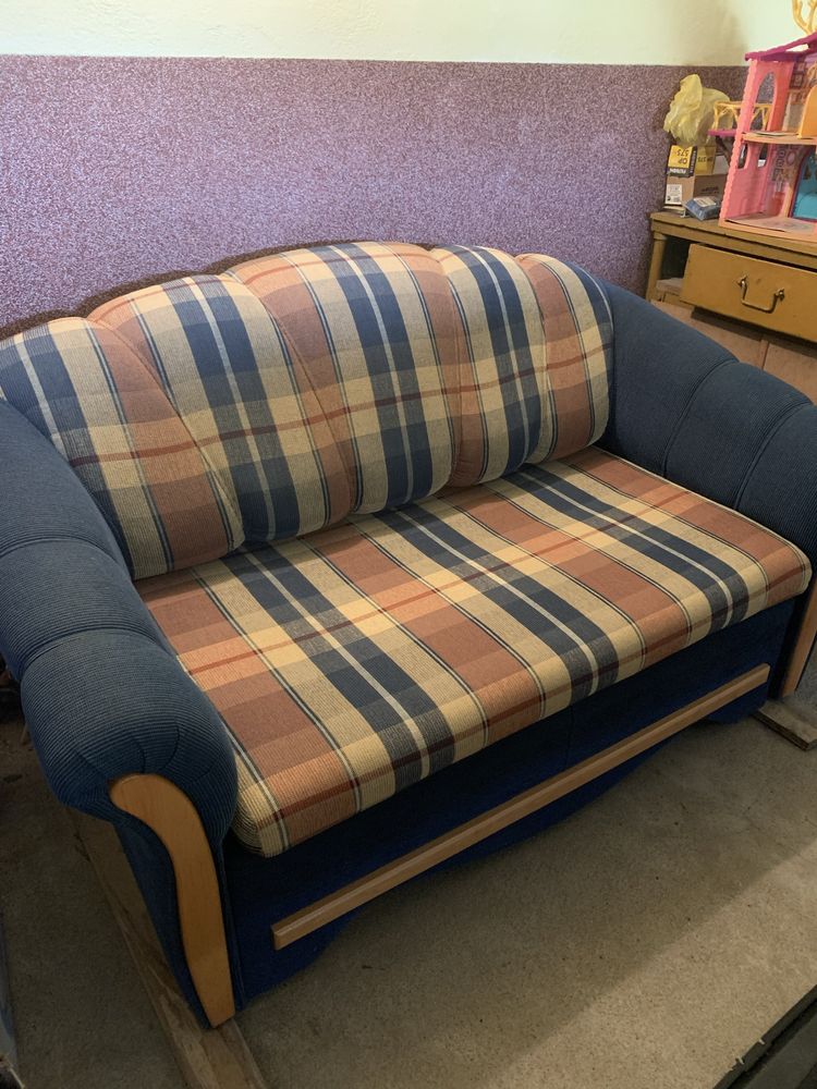 Sofa z funkcją spania i fotel  komplet fabryka Swarzęd