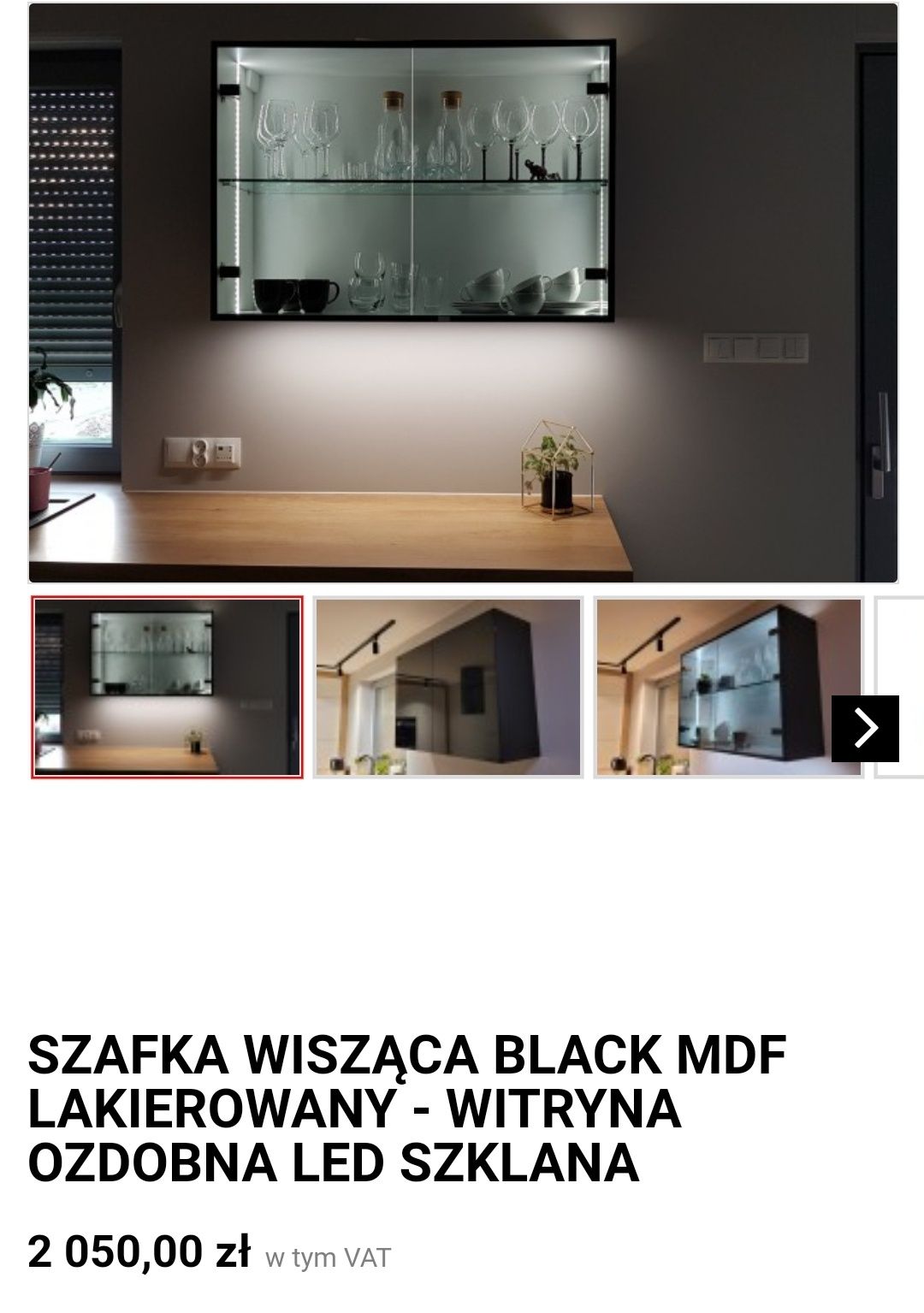 Biała Szafka wisząca szklana barek 90cm mat szkło witryna alkoho