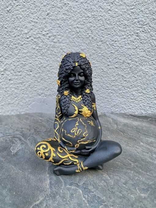 Оберіг для вагітних Богиня Гайя, 11х7,5см,чорний з золотом,гіпс(15119)