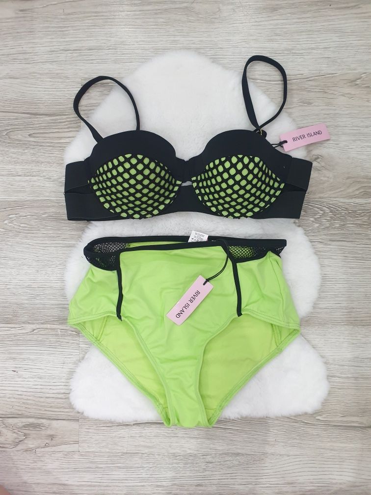 River Island bikini S M 36 38 limonka neon nowy kostium kąpielowy