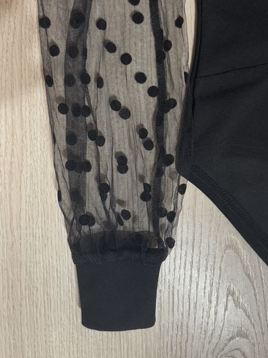 Боді з рукавами з сітки в горох S