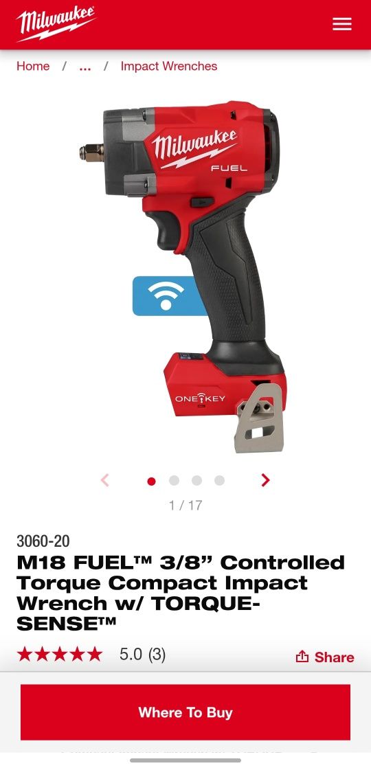 Milwaukee 3060 M18 ONEFIW2FC12-0X гайковерт динамометричний