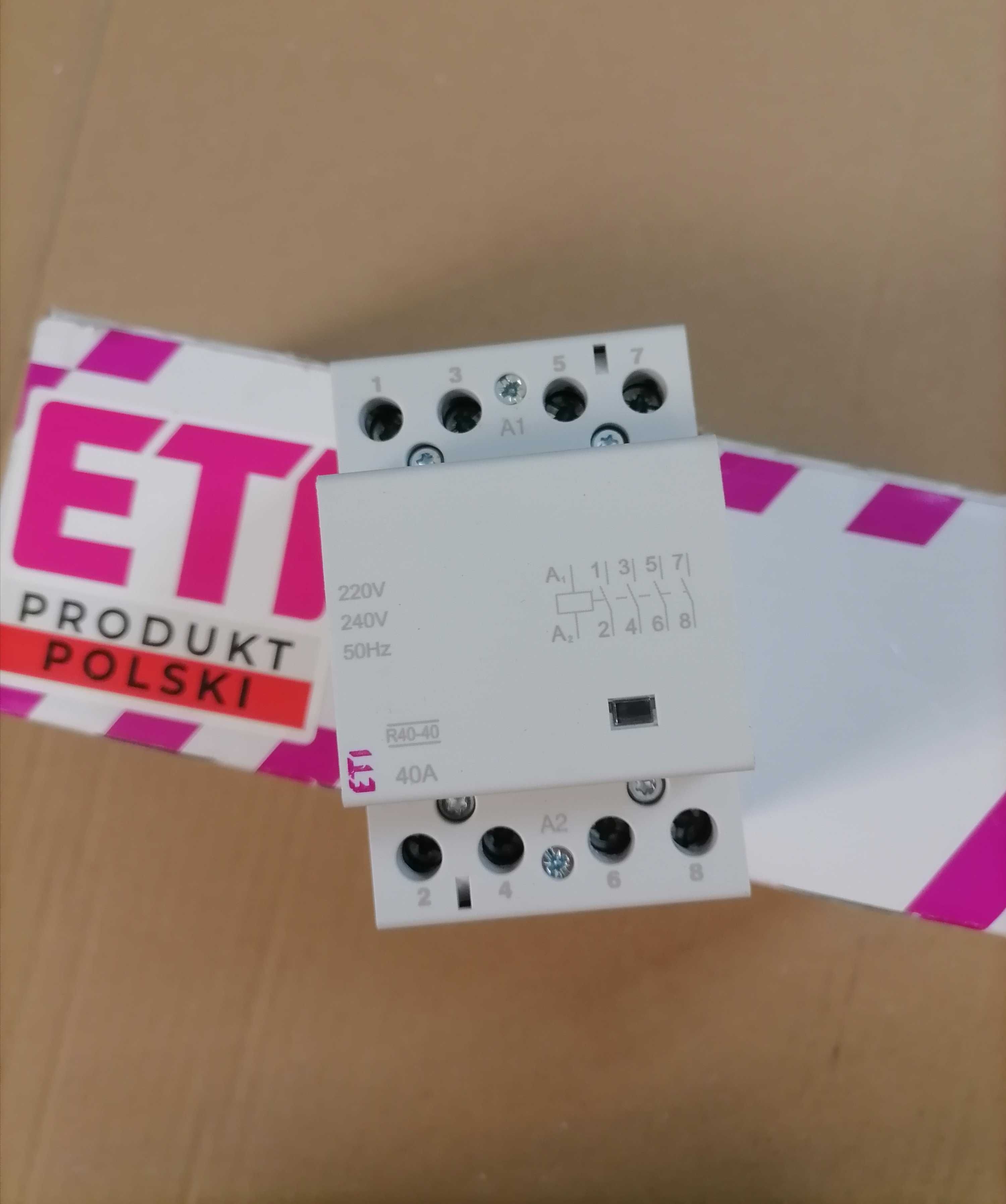 Stycznik ETI 40A modułowy 3 fazowy 4P 230V R40-40 na szyne NOWY