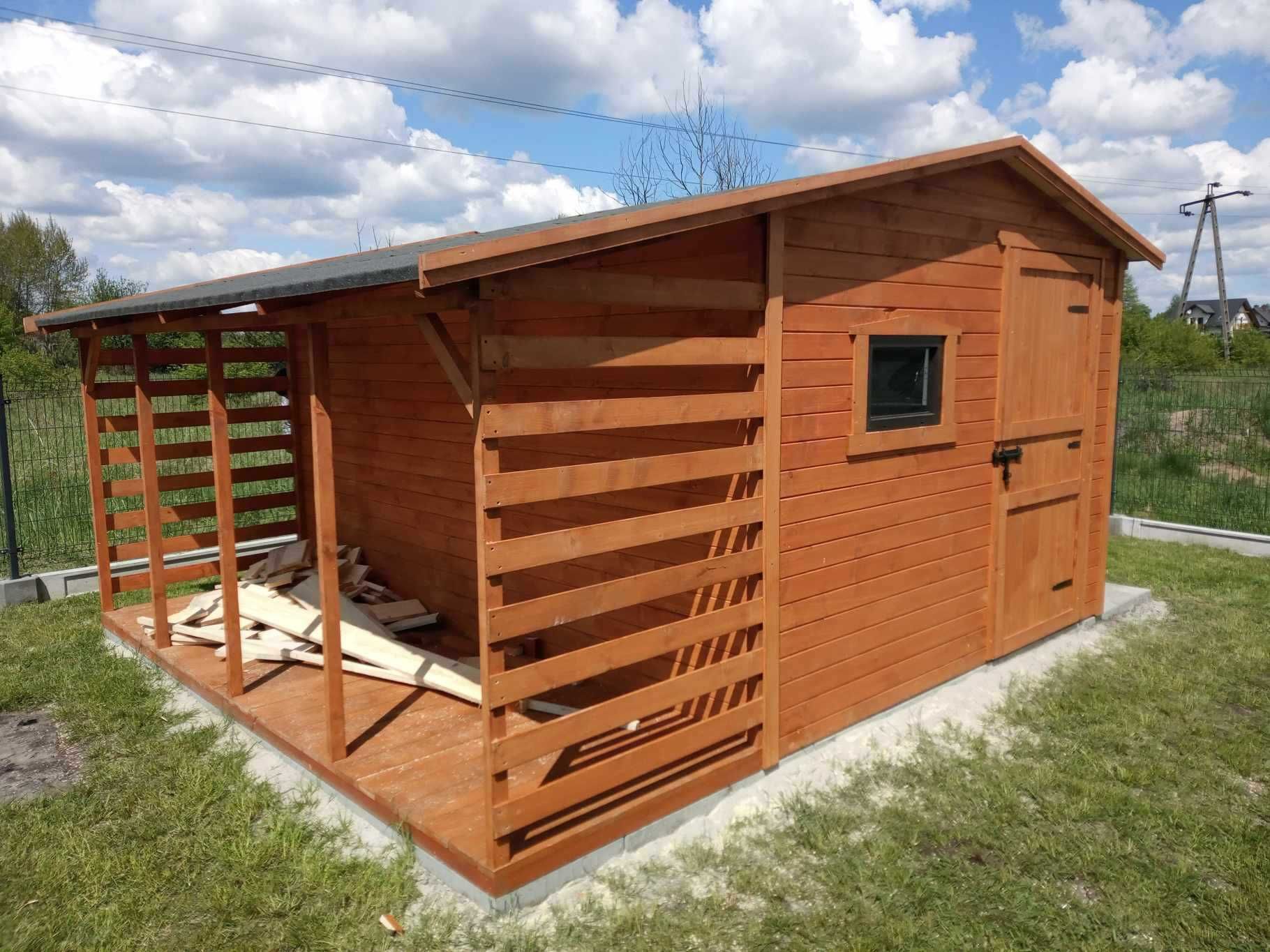 Wyprzedaż domek narzędziowy, domek ogrodowy z drewutnią 4x3