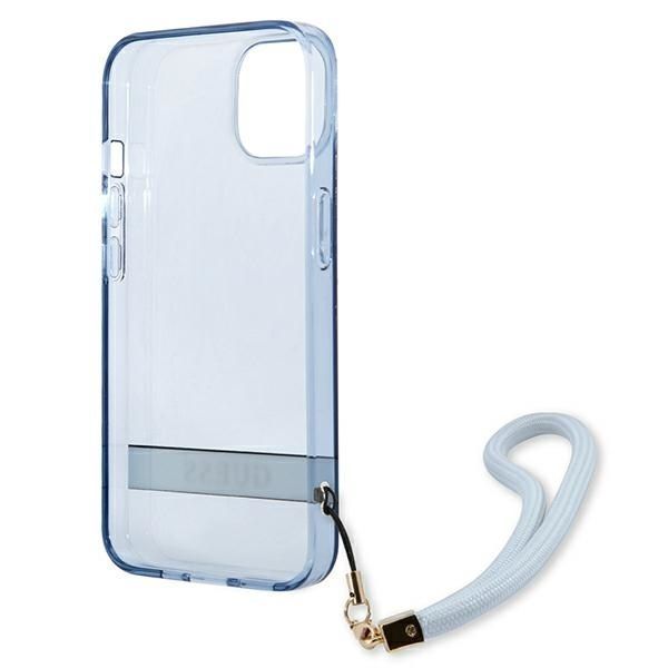 Guess Etui Translucent Strap do iPhone 13 / 14 / 15 6.1" Niebieskie