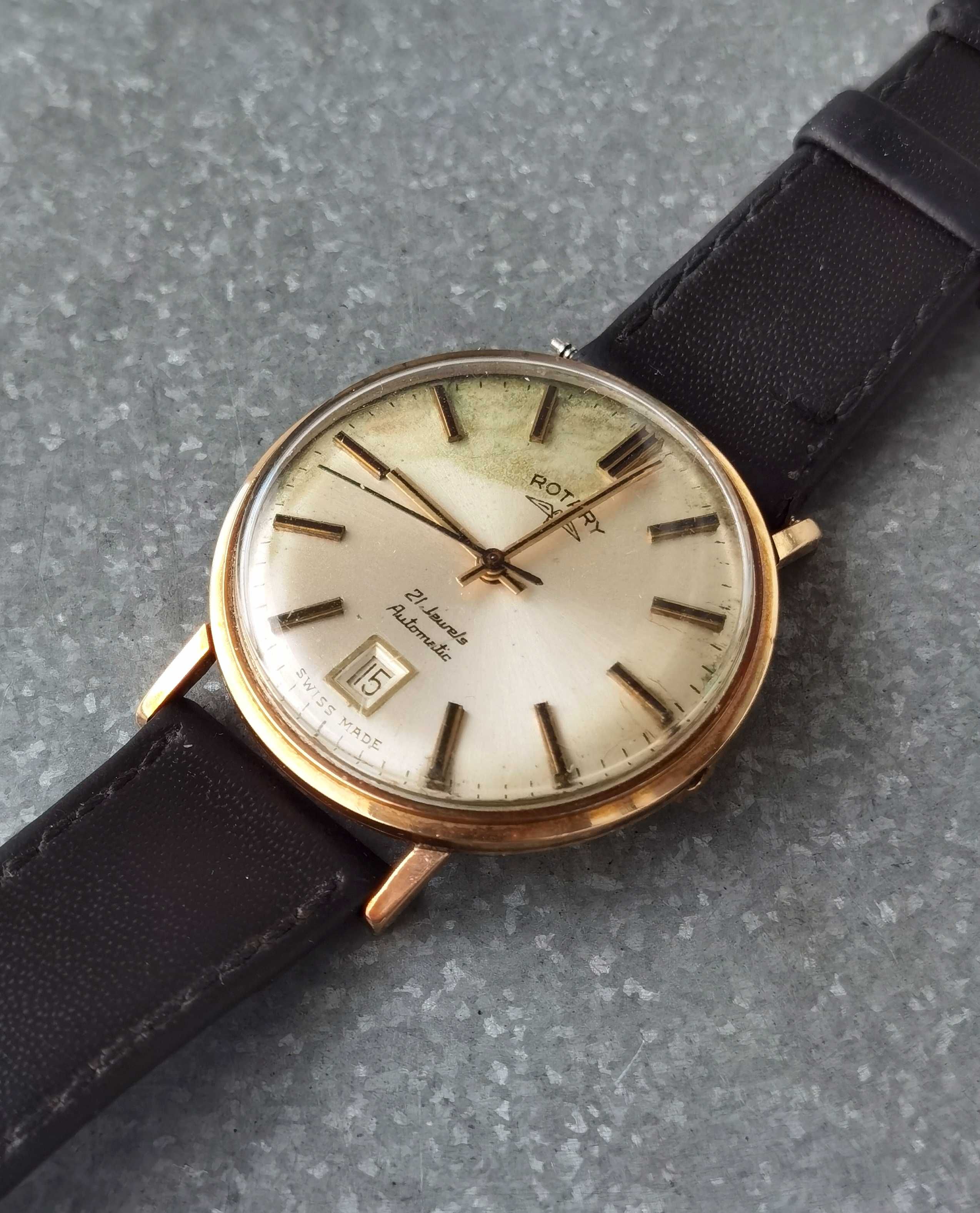 Złoty Zegarek Rotary Automatic 21 Jewels Swiss Made lata 60te złoto375