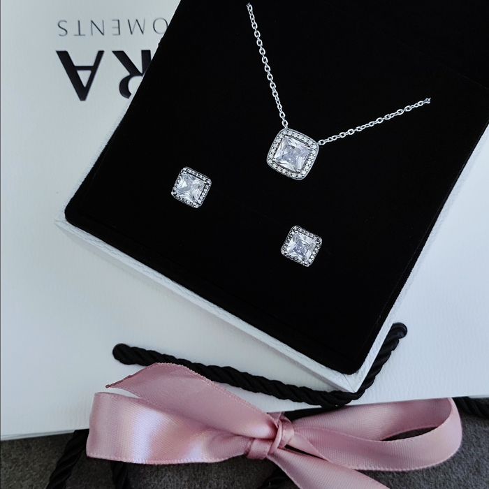 Браслет паве Пандора каблучка сережки комплект