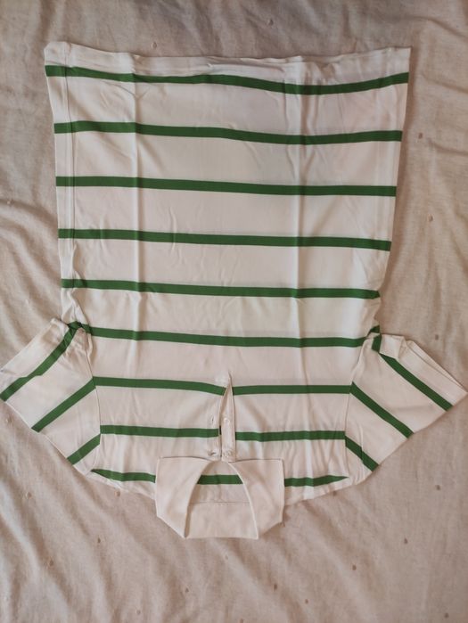 Polo homem branco com riscas verdes XL