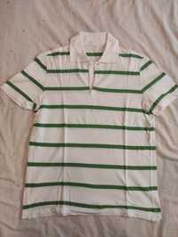 Polo homem branco com riscas verdes XL