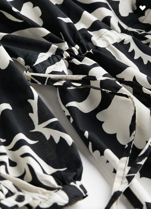 H&M sukienka midi czarno biały kwiatowy wzór bawełna  r. 46