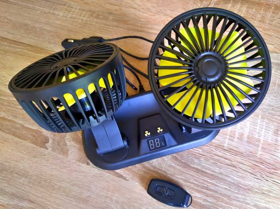 Вентилятор подвійний в салон авто кабіну вантажівки 12v 24v з пультом