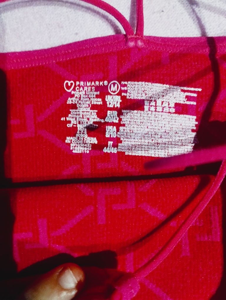 Komplet damski prążek top+stringi rozm M,Primark