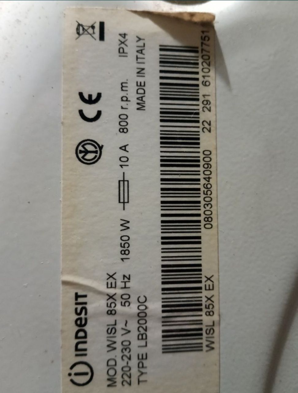 Разборка indesit wisl 85x