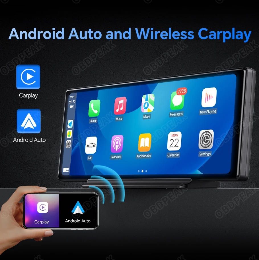 Авто екран '10 дюйм OBDPEAK T30 Apple CarPlay & Android Auto