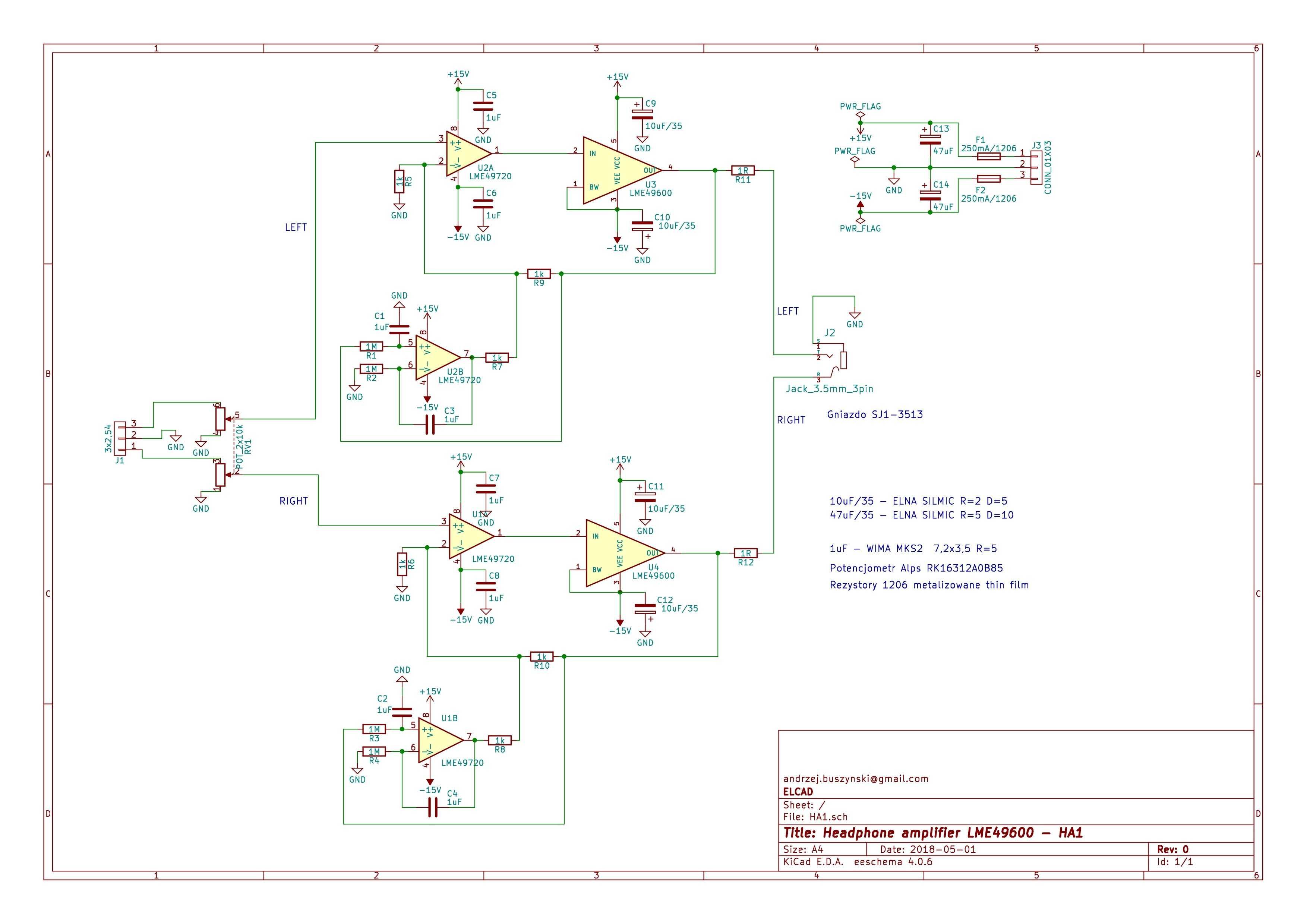 Płytka drukowana PCB do wzmacniacza słuchawkowego