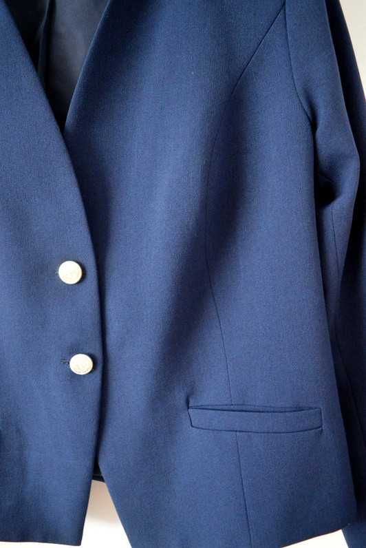 Granatowy żakiet marynarka 42 XL domieszka wełny