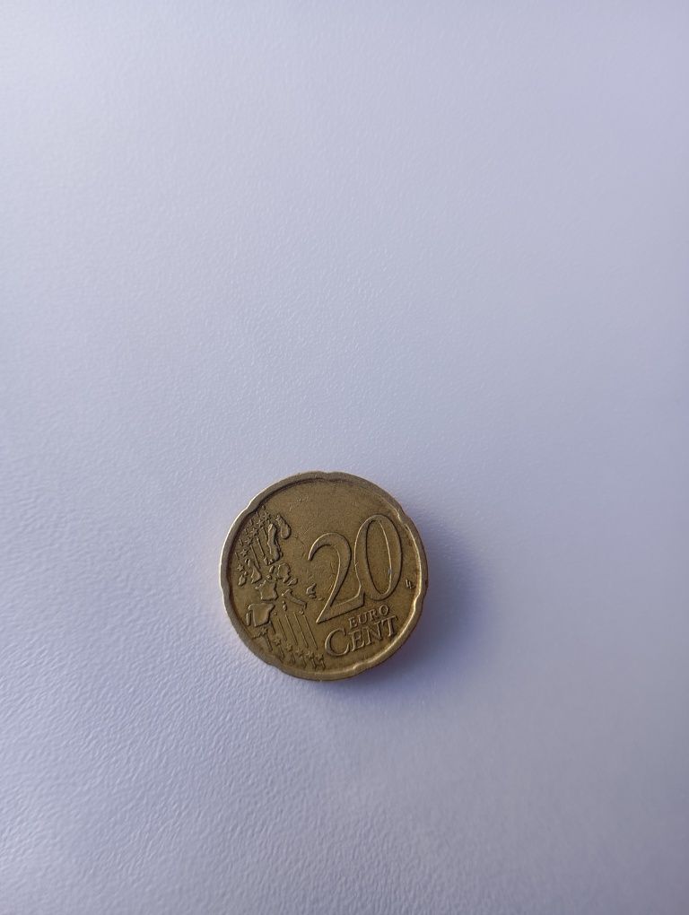 Moeda 20 cêntimos com feitos, espanhola ano 1999