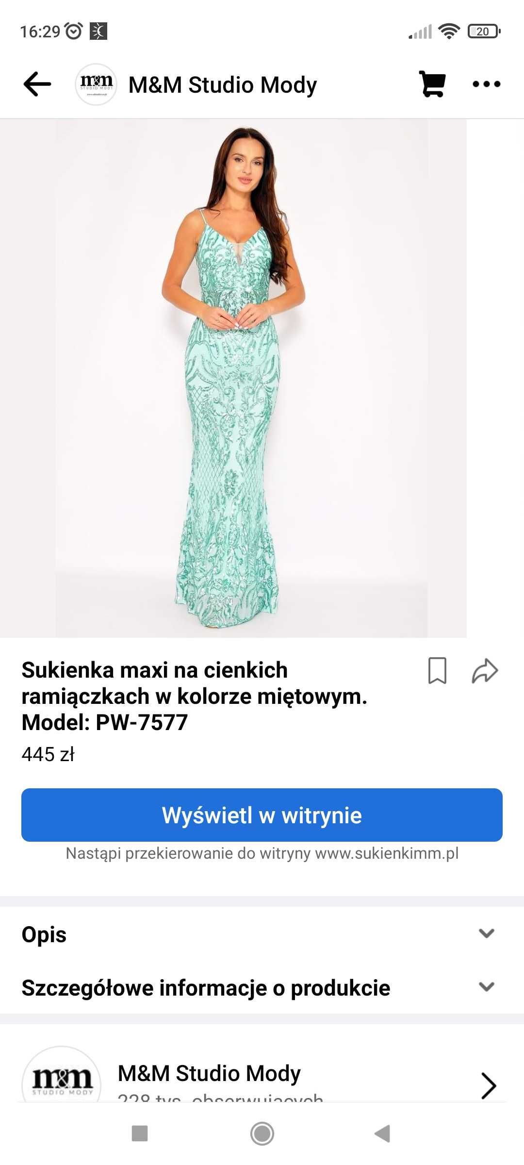 Sukienka syrenka maxi miętowa r. 34/36 wesele impreza