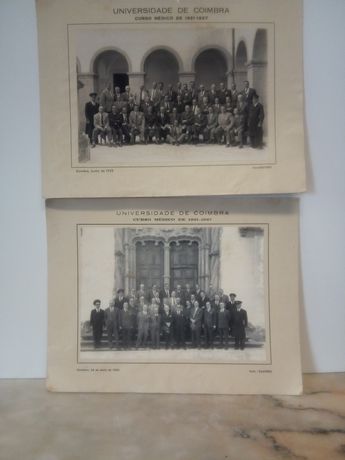 2 fotografias Curso médico de 1921 até 1927 Coimbra de 1952 e 1962