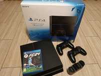PlayStation 4 1tb, 2 pady, stacja ładująca, gra FC24