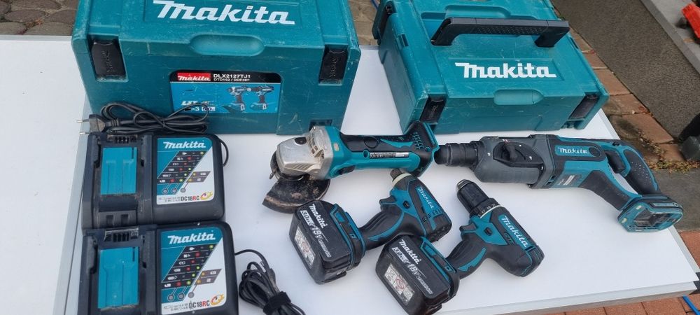 Zestaw Makita Lxt 18v 2xWkretarka+szlifierka+2 aku+3ładowarki+2skrzyn