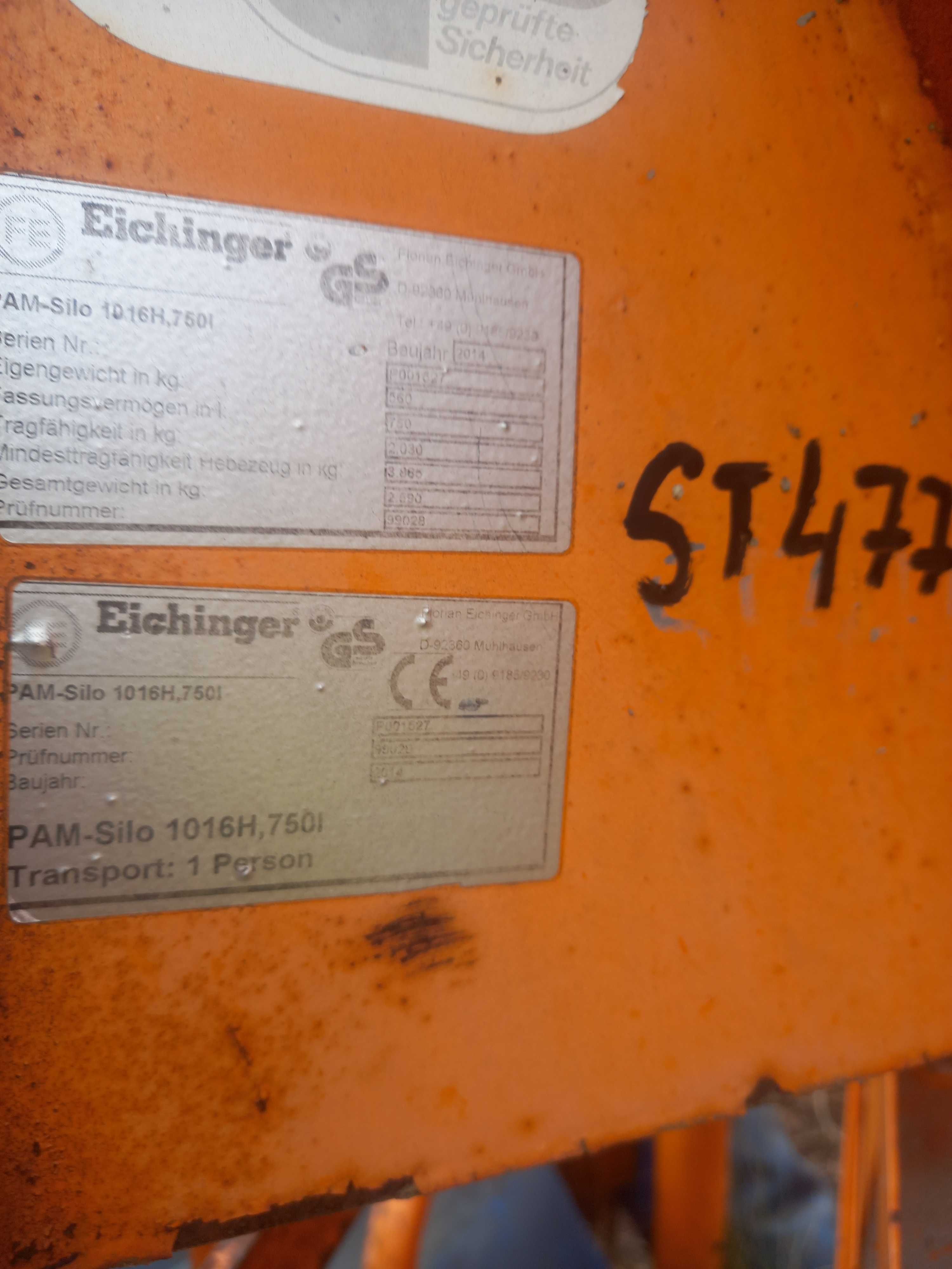 Silos pojemnik lej do betonu FE1016H PAM z koszem