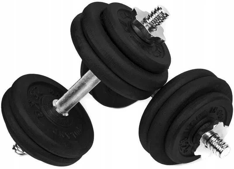 HANTLE ŻELIWNE 2x15 kg gryf Talerze zestaw 30kg NOWE!!! Ł