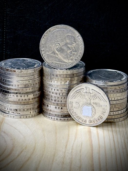 5 рейхсмарок | 2 рейхсмарки | Серебряная монета | Гиндербург