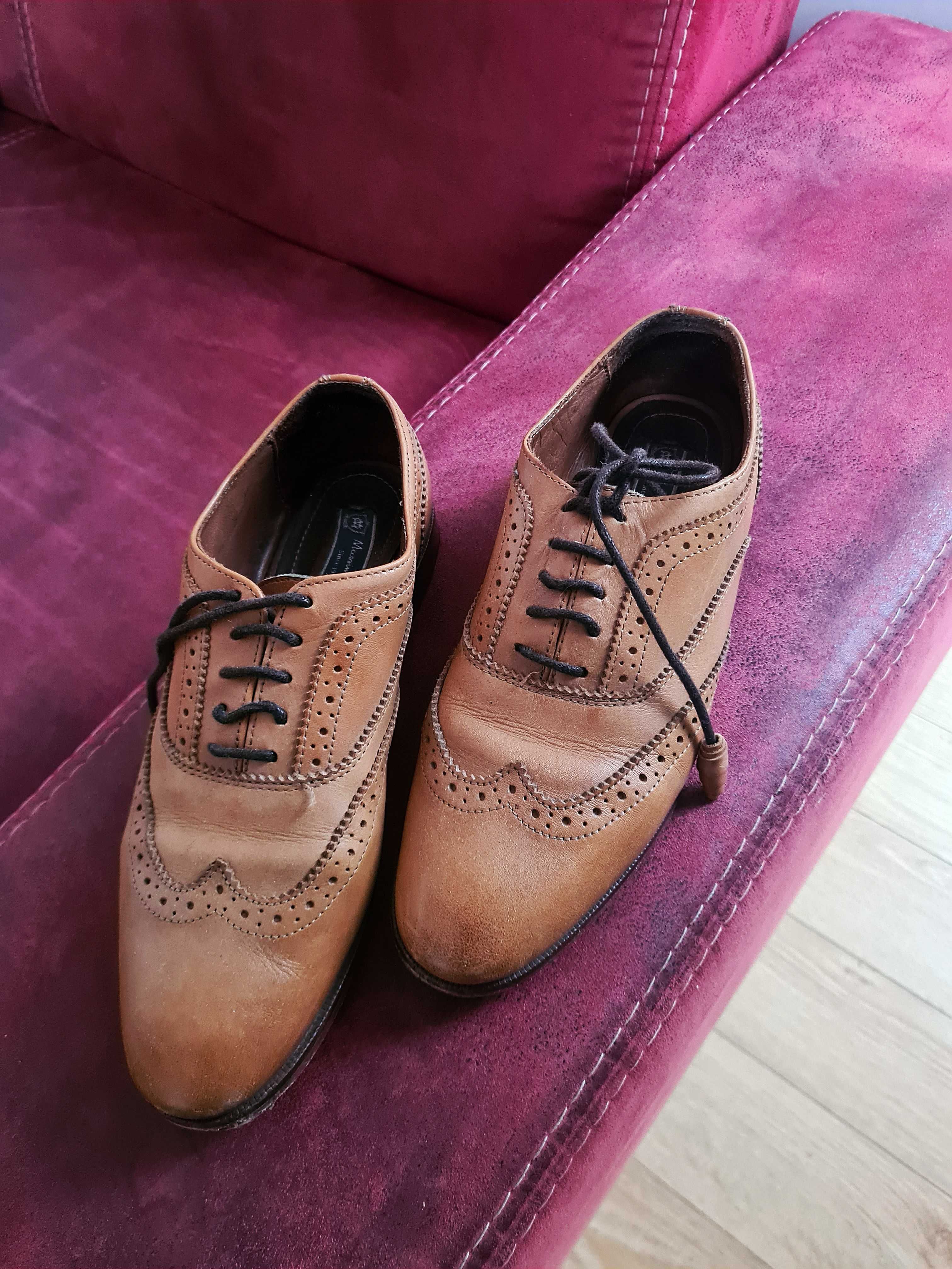 Skórzane buty Massimo Dutti 39 stan bardzo dobry
