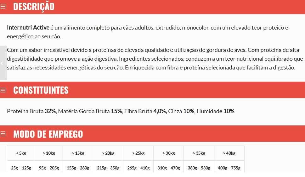 Rações Internutri - melhor qualidade/preço