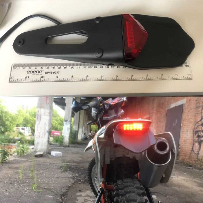 Suporte matrícula guarda-lama farolim traseiro LED moto enduro cafe