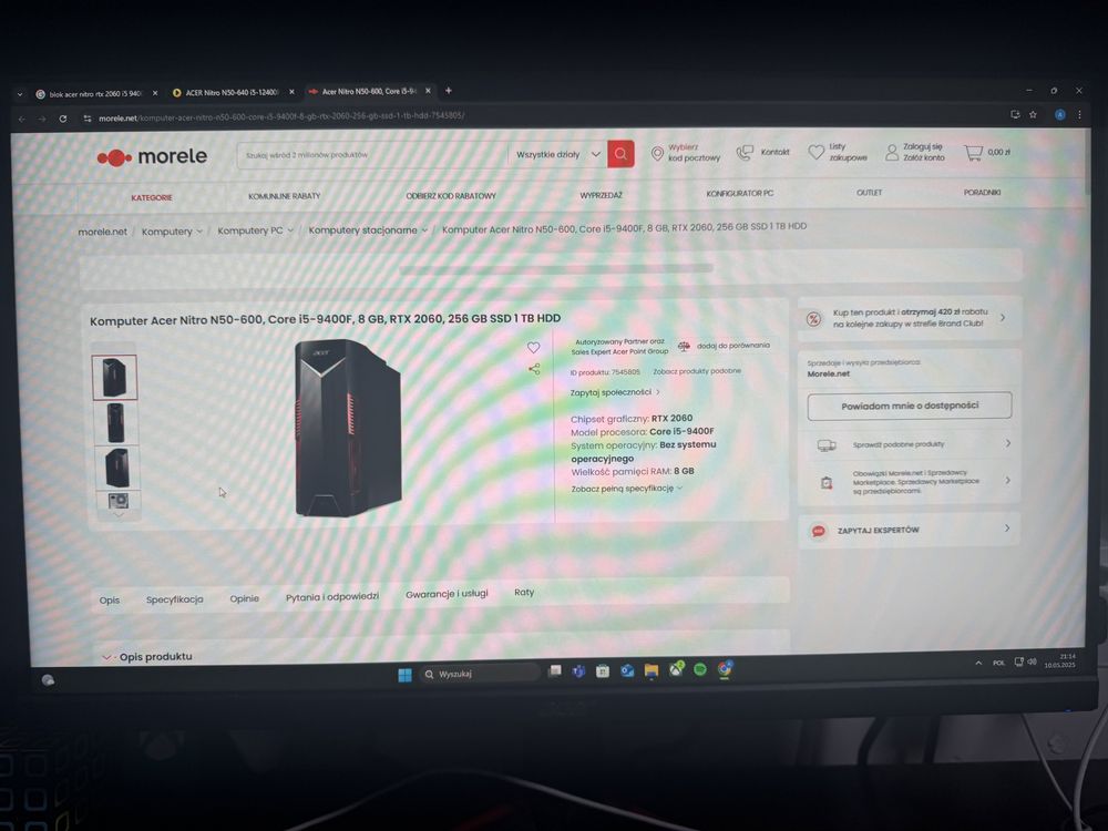 Sprzedam komputer + monitor acer nitro