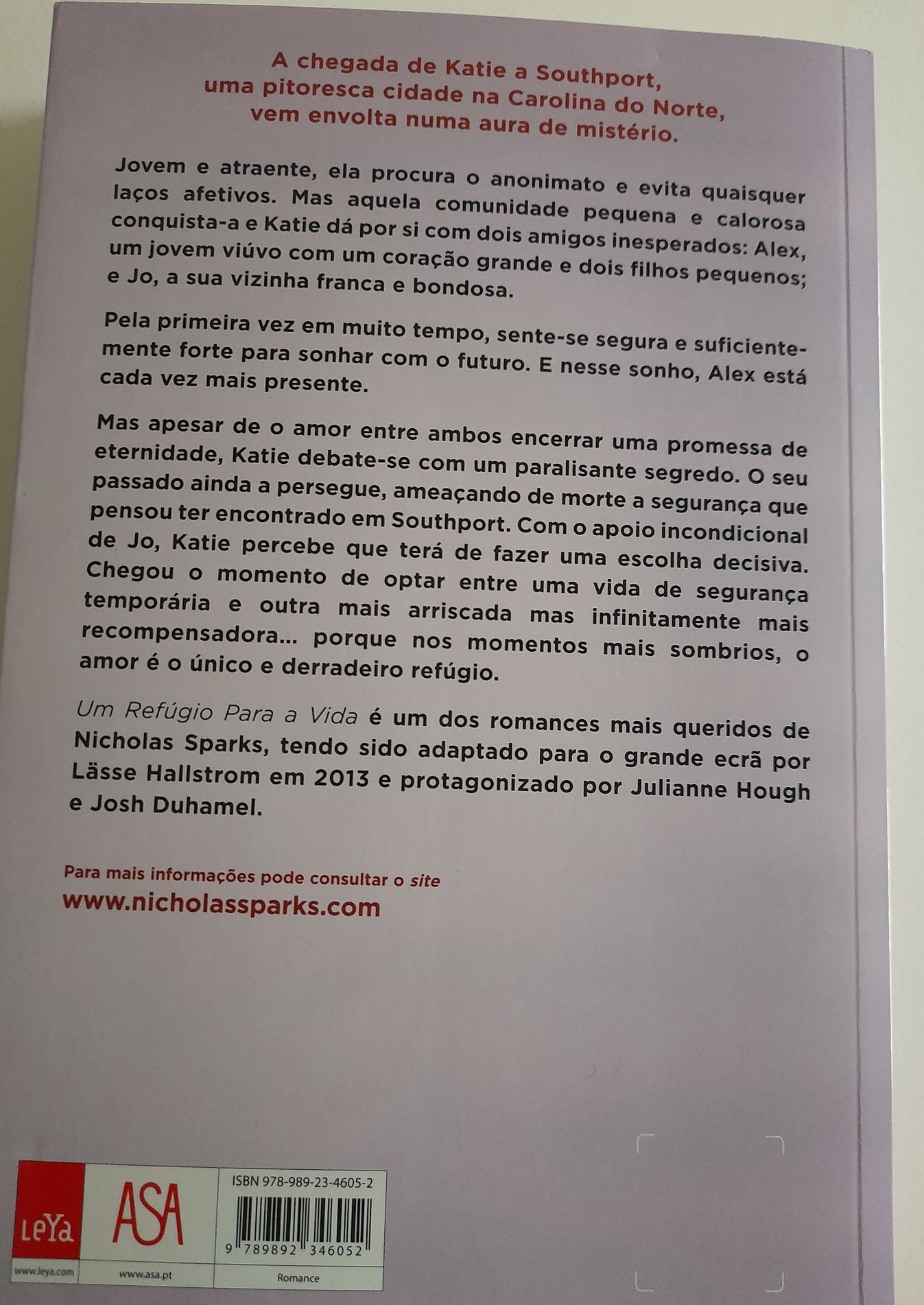 Livro " Um refúgio para a vida" de Nicholas Sparks