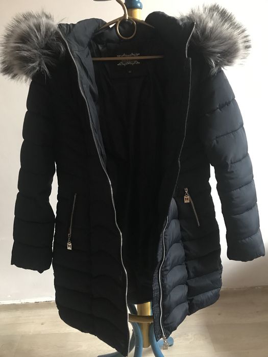 Kurtka ciepła GAROFF r. M 38 pikowana damska zimowa długa z kapturem