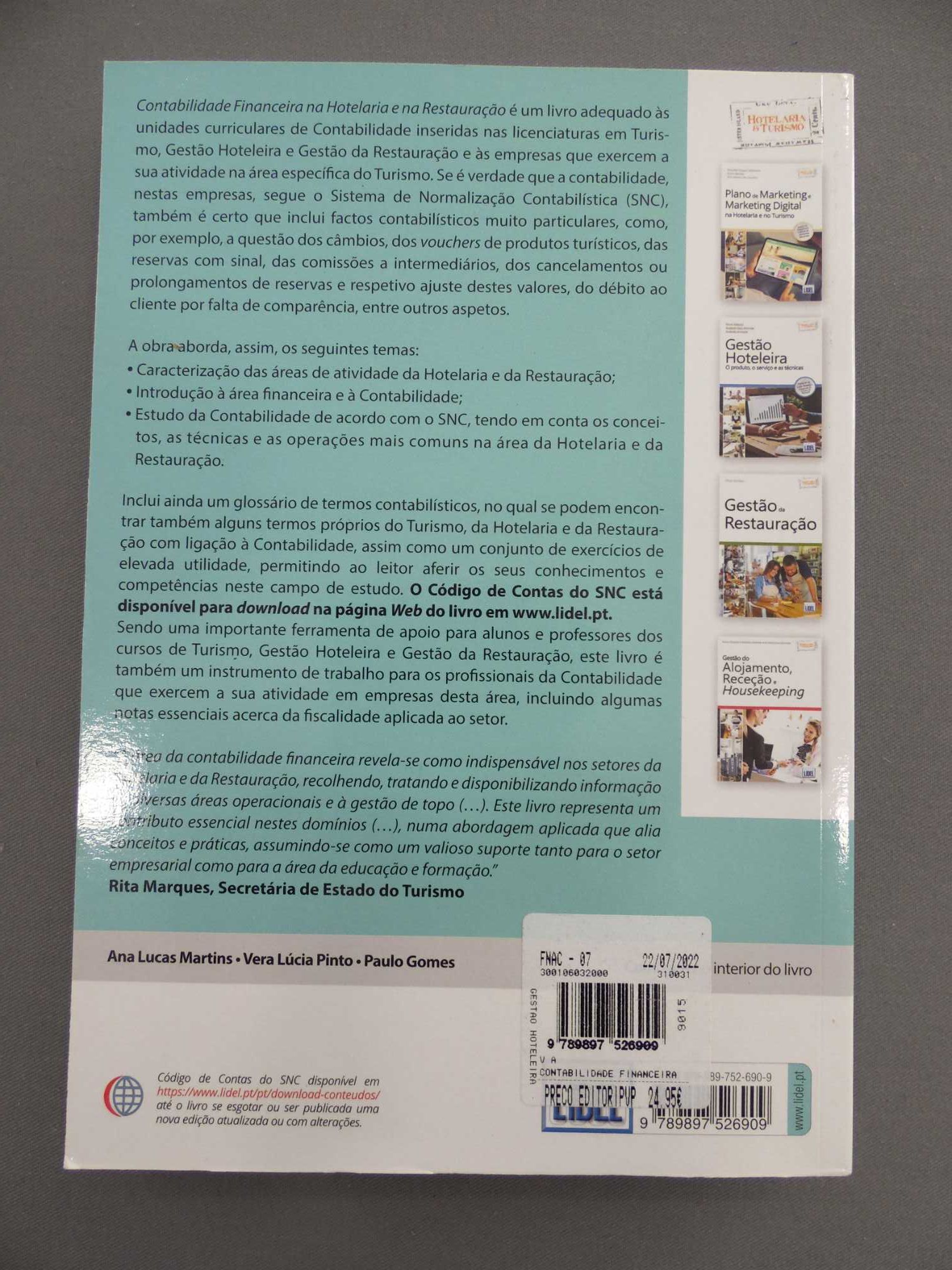 Livro Contabilidade Financeira na Hotelaria e na Restauração