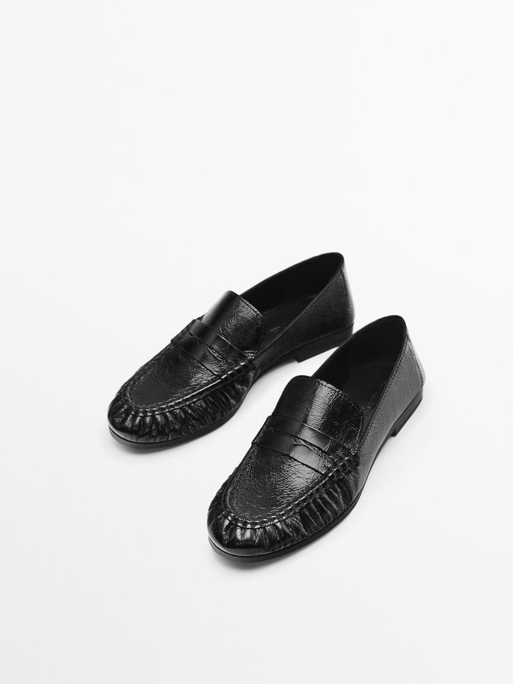 Кожаные мокасины лоферы Massimo Dutti