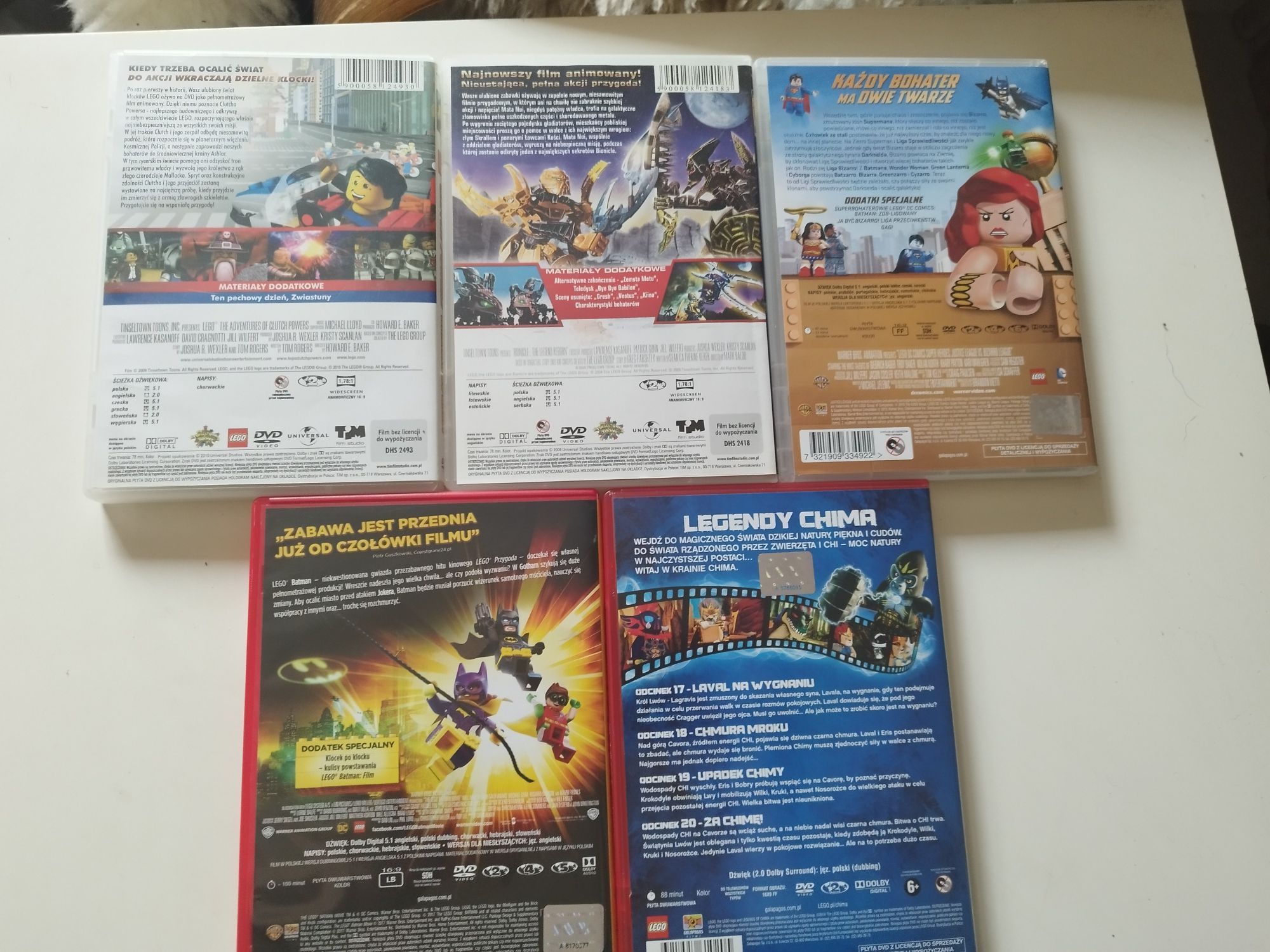 5płyt DVD LEGO: Batman, Bionicle, Clutch Powers, Chima, Super Heroes