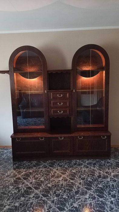 Meble vintage do salonu, zestaw, komplet, meblościanka - szafa witryny