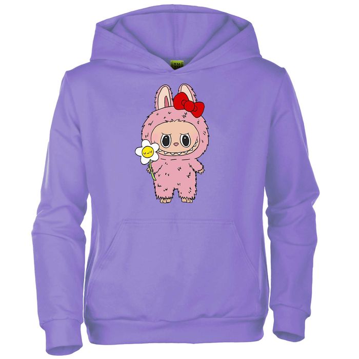 BLUZA dresowa kangurka dla dzieci fioletowa LABUBU LAFUFU 140/146