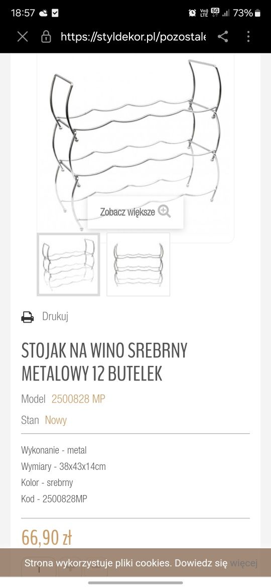 Metalowy stojak na wino