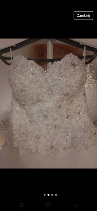 Suknia ślubna - księżniczka bez ramiączek, gorset