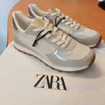 38 Zara Кроссовки легкие мягкие бежевые молочные женские