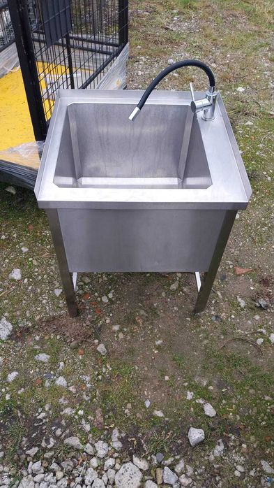 Basen gastronomiczny spawany z baterią | 70x64x85 cm