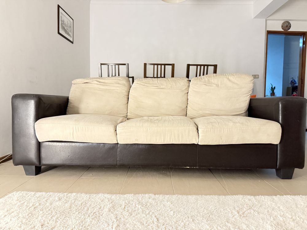 Sofa em pele de 3 lugares